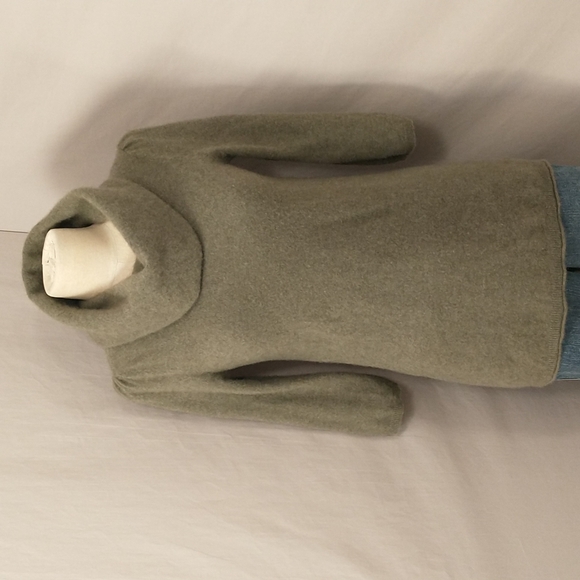 Cashmere Cowl neck Tunic Length Sweater Soft Moss Olive Green Long Turtleneck - Picture 1 of 8